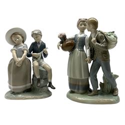 Two Lladro figures 'Adolescence' no. 4878 and a Couple Holding Hands, max H27cm (2)
