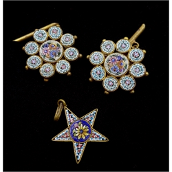 Pair of mico mosaic gilt cufflinks and pendant, early 20th century continental silver paste pendant, 9ct gold cameo brooch stamped, 9ct rose gold wristwatch, gold stone set bar brooch, pearl necklaces, one with 9ct gold clasp, silver pin cushion Birmingham 1904 and a collection of vintage costume jewellery