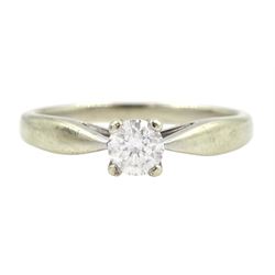 White gold single stone round brilliant cut diamond ring, hallmarked 9ct, diamond approx 0.30 carat