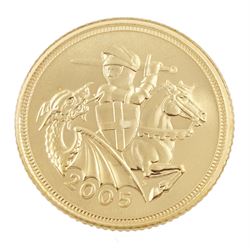 Queen Elizabeth II 2005 gold half sovereign coin 