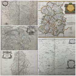 Robert Morden (British c.1650-1703): 'Comitatus Rotelandiae tabula Nova & Aucta' (Rutland) 'Shropshire' (2) 'Herefordshire' (2 -regular and miniature) 'Leicestershire' and 'Nottinghamshire', seven 17th/18th century engraved maps max 36cm x 42cm (7) (unframed)