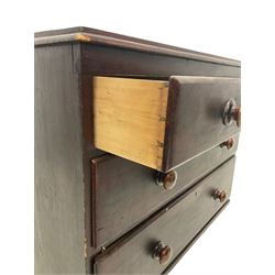 Victorian pine chest of drawers, fitted with two short and two long drawers, raised on later castors 