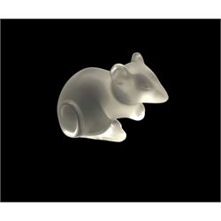 Lalique frosted glass model of a Mouse, engraved Lalique France to base, H3.5cm