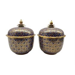 Pair of Thai Benjarong style vases and covers, H22cm (2)