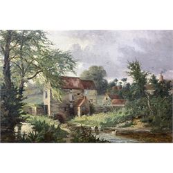William Greaves (British 1852-1938): Cottage by River, oil on canvas signed and dated 1882, 30cm x 45cm