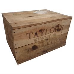 Taylor's 1977 vintage port, 75cl, twelve bottles, in original wooden crate
