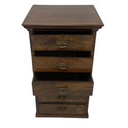 Pair of late Victorian and later figured mahogany pedestal chests, each fitted with six drawers