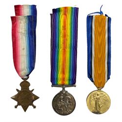 World War 1 medal trio comprising war and victory medals and 1914/15 star, named to 'SE-4064 SUT E C.SPENCER. A.V.C.'
