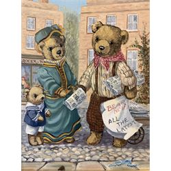 Doreen Edmond (British 20th century): 'Bear News' oil on canvas signed 40cm x 29cm