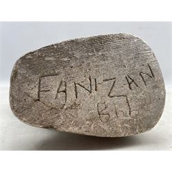 Fanizani Akuda (Zimbabwean 1932-2011): Carved stone sculpture modelled as an Antelope, signed beneath H27cm