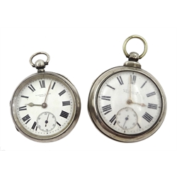  Victorian pair cased pocket watch by J W Watson, Driffield No. 7266 case Chester 1881 and Victorian silver pocket watch by B. Leefe & Sons Malton No. 22865, case Chester 1899  