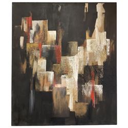Continental School (Mid-20th century): Geometric Architectural Abstract, mixed media on canvas signed 'Beau' and dated '60, 138cm x 118cm