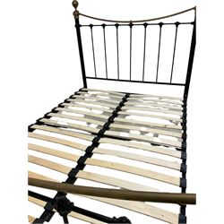 Victorian style wrought metal and brass 4' 6” double bedstead