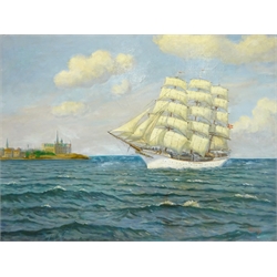 Laroche (20th century): Danish Clipper off the Coast, oil on canvas signed 60cm x 80cm