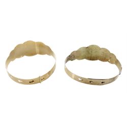 Two 9ct gold identity bangles, both stamped
