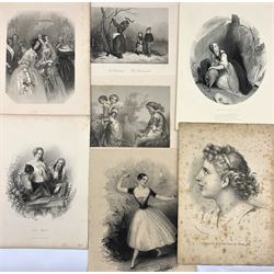 After Edmund Thomas Parris (British 1791-1873): collection seven engravings including 'Cheerfulness' and 'Hope' together with further engravings after other British artists including Edward Corbould, Fanny Corbaux, J Brown max 28cm x 20cm (30)