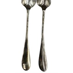 Set of twelve George III Celtic Point pattern silver table spoons engraved with a crescent shape crest Edinburgh 1783 Maker James Hewitt 
