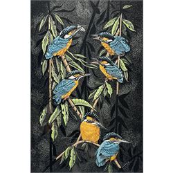 JM Shirley (British Contemporary): Kingfisher and Portrait, set five scraperboard pictures and one limited edition print max 62cm x 50cm (6)