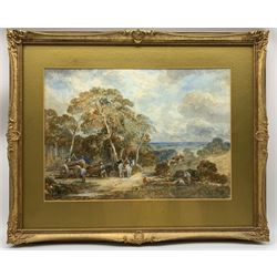 William Bennett N.W.S. (British, 1811-1871): Tree Felling, watercolour signed 27cm x 37cm