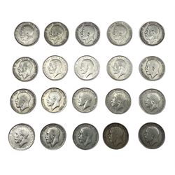 Twenty King George V halfcrown coins, dated two 1911, two 1912, two 1913, two 1914, two 1915, two 1916, two 1917, three 1918 and three 1919