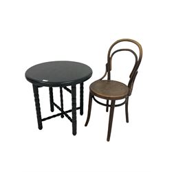 Bentwood Thonet type chair, together with ebonized table