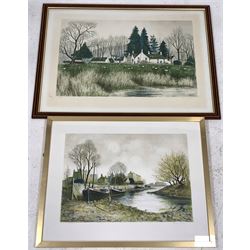 Jeremy King (British b.1933): Countryside Winter Scene, limited edition print 120/200 signed in pencil together with another signed print of the artist 167/200 and a signed print after another artist max 40cm x 63cm (3)