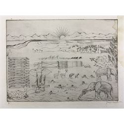 Joseph Hecht (Józef Hecht) (Polish/French 1891-1951): L'Arche de Noé (Noah's Ark), portfolio comprising 6 drypoint etchings related to Noah's Ark each signed in pencil and numbered 8, with title sheet, biblical texts in French and Hebrew and preface by Gustave Kahn, limited to 100 editions pub. 1926, 57cm x 41cm