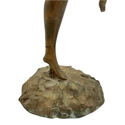 Early 20th century Continental gilt bronze model of a nude dancer, unsigned, H48cm 