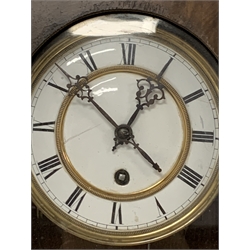 Vienna style walnut cased wall clock, white enamel dial with Roman chapter ring, single train movement, H74cm