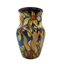 Moorcroft limited edition 'Aquitane' pattern baluster vase designed by Emma Bossons No.89/250, signed to the base and dated 2002 H23cm