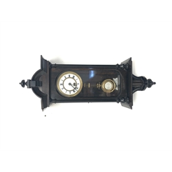 Late 19th century miniature Vienna style wall clock timepieces, in ebonised and stained walnut case, scaled down single train driven movement, with pendulum, H42cm