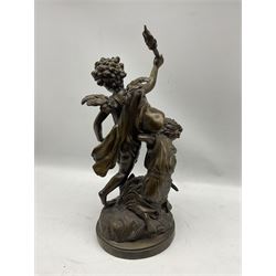 After Edme Bouchardon, Cupid with child, bronze statue H57cm