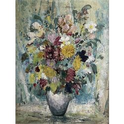 English School (Early to mid-20th century): Still Life of Flowers in a Vase, oil on canvas unsigned 91cm x 69cm