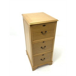 LE-AL Furniture of Manchester 20th century light oak three drawer filing pedestal, W50cm, D61cm, H108cm