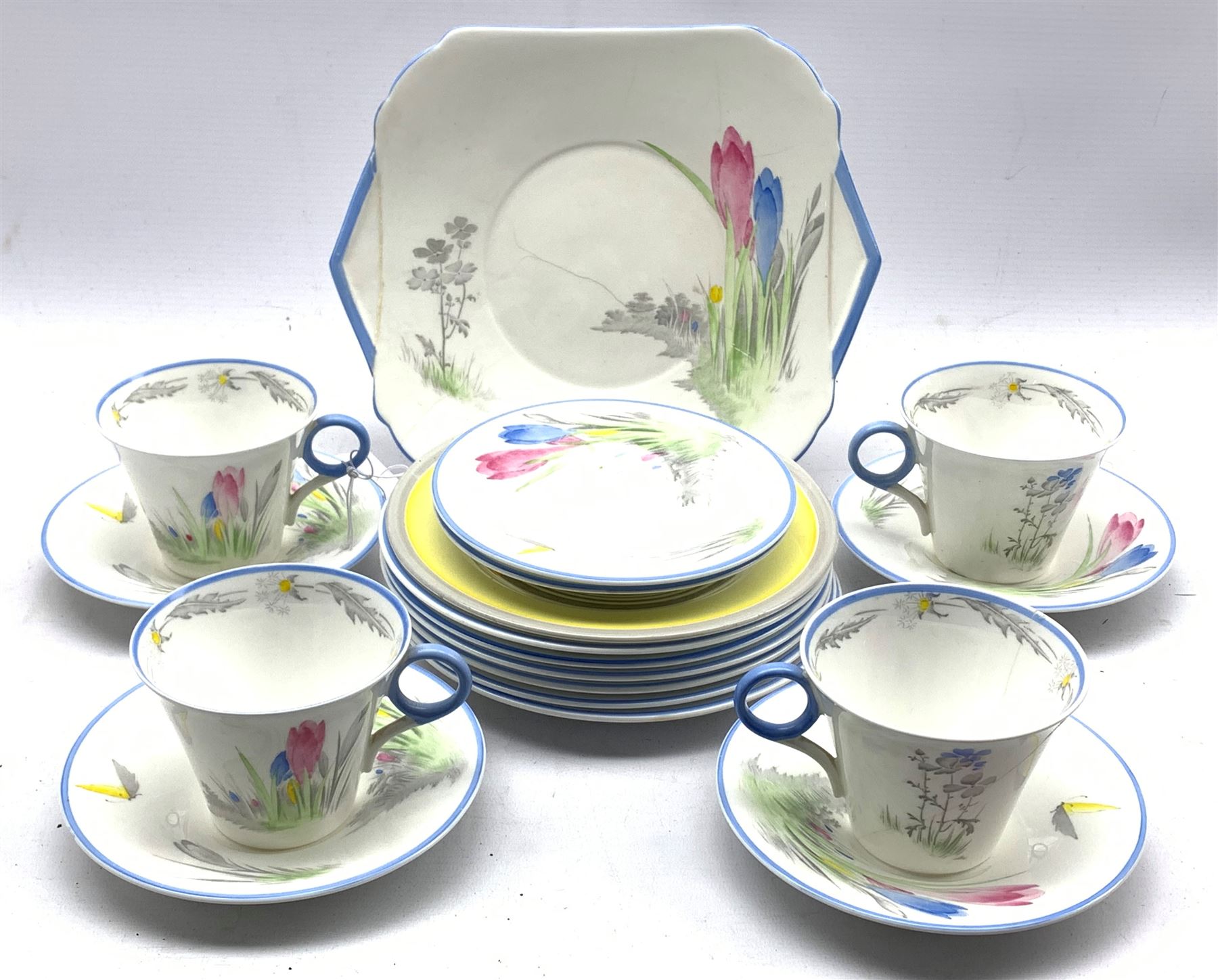 Lot of Four Shelley China Saucers Shabby Collection