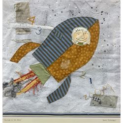 Tania Sneesby (British contemporary): 'Fly Me to the Moon', mixed media signed and titled 37cm x 37cm