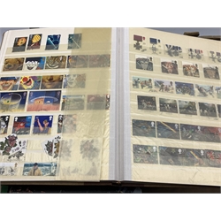  Great British and World stamps in albums/folders and loose including 'Olanda' album of Netherlands stamps, Queen Victoria and later Great British stamps etc, in two boxes  