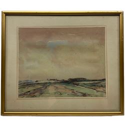 Kershaw Schofield (British 1872-1941): Flatland Landscape, watercolour signed 20cm x 25cm