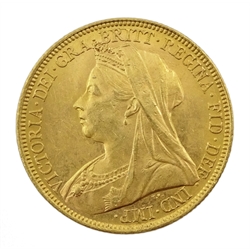 Queen Victoria 1899 gold full sovereign coin, Sydney Mint