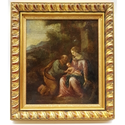 Italian School (18th century): The Madonna and Baby Jesus in the Forest, oil on panel unsigned 28cm x 23.5cm