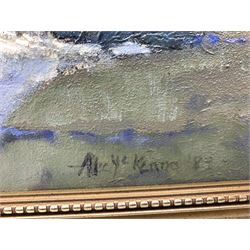 Alex McKenna (Irish 1943-): 'Rugged Coastline', oil on canvas signed '89, 41cm x 66cm