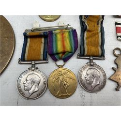 WWI War medal and 1914-15 Star to Pte G Black Royal Irish Regt 8310, pair to Pte R Hammond, Royal West Kent Regt 17621, pair and Special Constabulary medal to Pte A Wagstaff, Northumberland Regt 58335 and bronze death plaque to Arthur Neal