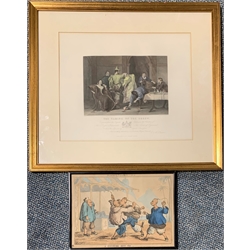 William Heath (1795-1840) 'A Chinese Set To' - from Sketches by Travellers (Plate 6) hand-coloured etching 24cm by 33cm and a coloured engraving after Leslie 'The Taming of the Shrew' (2)