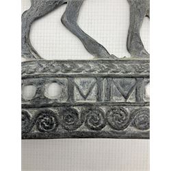 Pierced cast metal plaque depicting Lamb of God, surmounting Roman Numerals MM (2000)