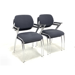 Set four Brunner golf stacking chairs by Francesco Zaccone, upholstered seats and backs and tubuar chrome supports 