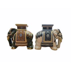 Two pottery seats in the form of Elephants H45cm 