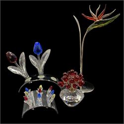 Collection of Swarovski crystal flowers including 'Dalmally', 'Vase of Roses', Tulips etc, all boxed 