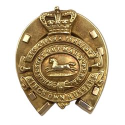 Edwardian Kings Own Hussars 15ct gold 'Sweetheart' brooch makers mark M. B, Birmingham 1908