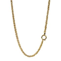 9ct gold Byzantine link necklace with spring loaded barrel clasp, hallmarked, approx. 19.6gm