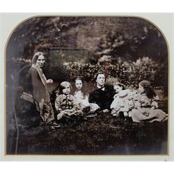 Limited Editon photographic print of 'Lewis Carroll and the Macdonald Family', taken after the original by Lewis Carroll c1865, no. 9/85, mounted and framed, 16.6cm x 19cm